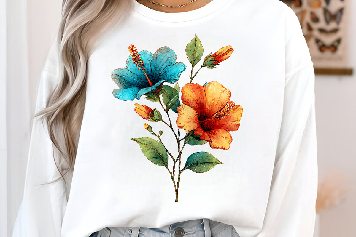 Whimsical spring hibiscus flowers, an Illustration by SinaCreation (Photo 6 of 11)