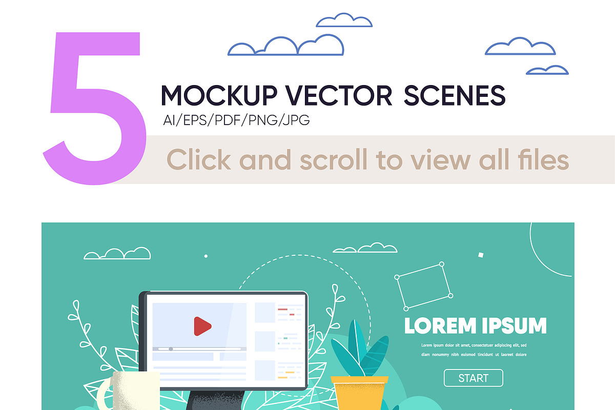 Mockup Vector Set Template, a Landing Page Template by PavelVinnik (Photo 2 of 2)