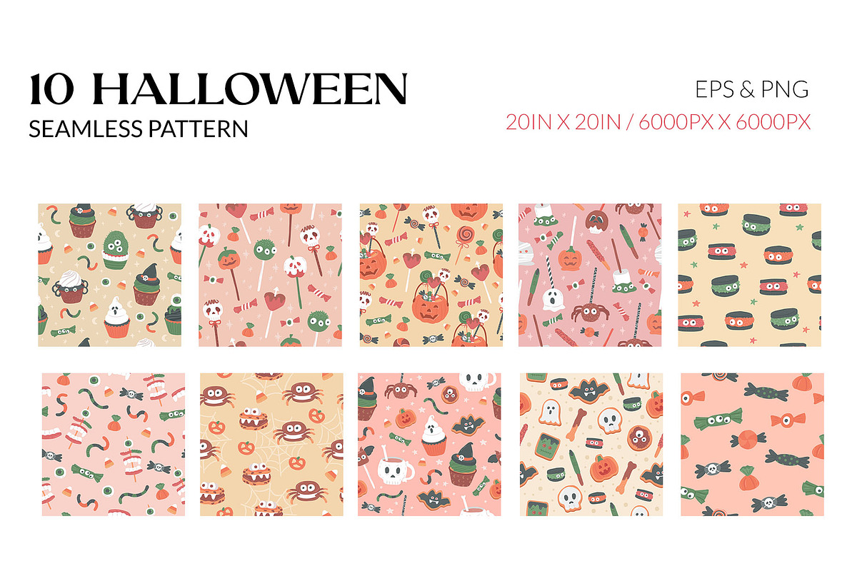 Cute Halloween Sweets Pattern, a Pattern Graphic by CreativeChristiana (Photo 2 of 9)
