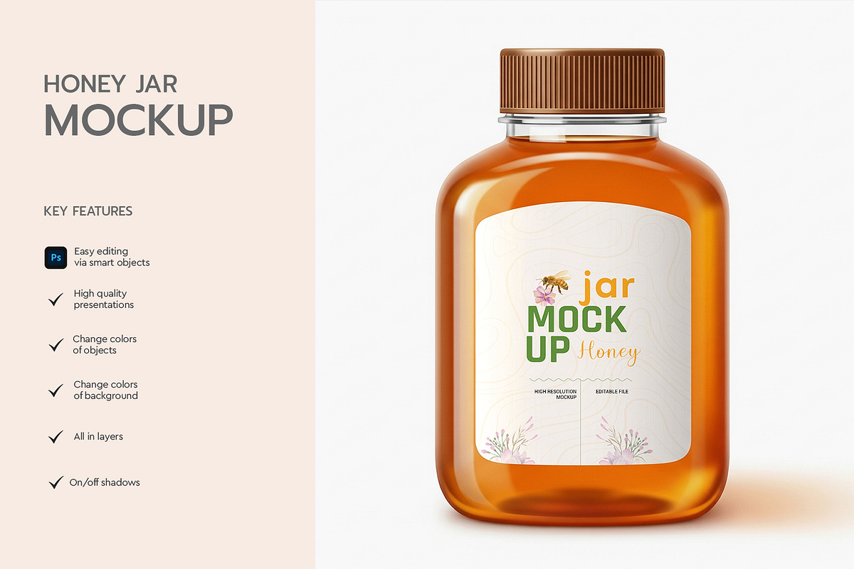 Honey Jar Packaging Label Mockup, a Product Mockup by graphypix (Photo 2 of 4)