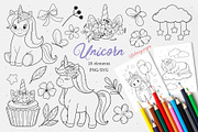 Unicorns SVG PNG + Coloring Pages, an Animal Illustration by ArtGiftsStudio (Thumbnail 1 of 5)