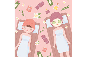 women relaxing in the spa, a Person Illustration by studiogstock