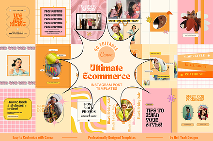 Ecommerce Instagram Post Templates, a Social Media Template by HellYeahDesigns