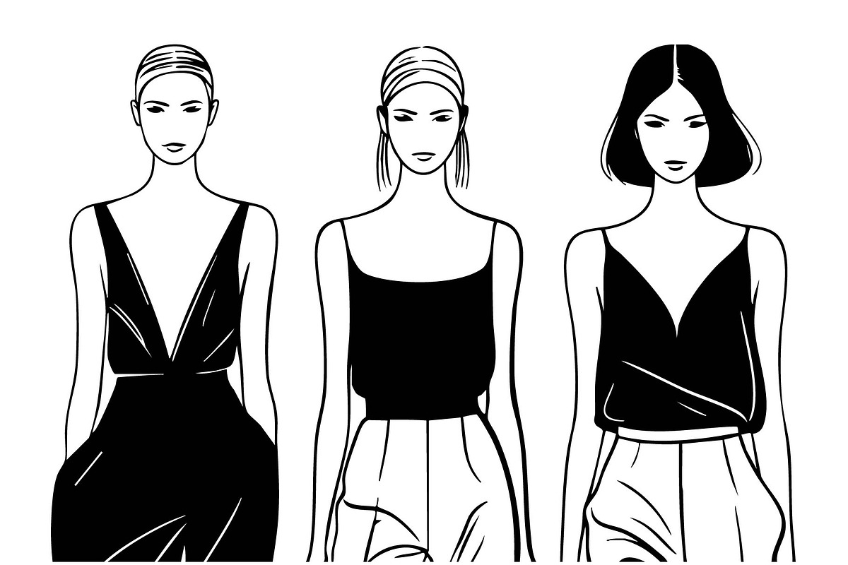 Black silhouette fashion models, a Person Illustration by Sketching