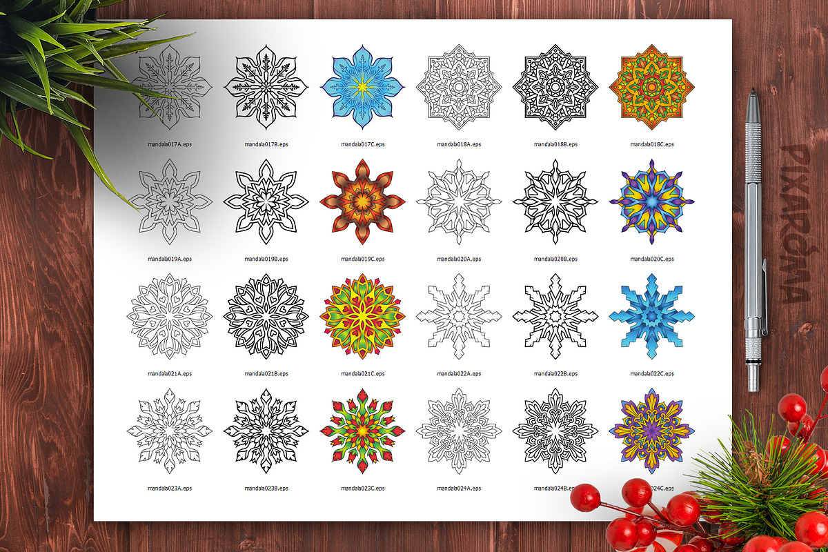 Mandala Vector Ornaments Bundle, a Decorative Illustration by pixaroma (Photo 30 of 43)