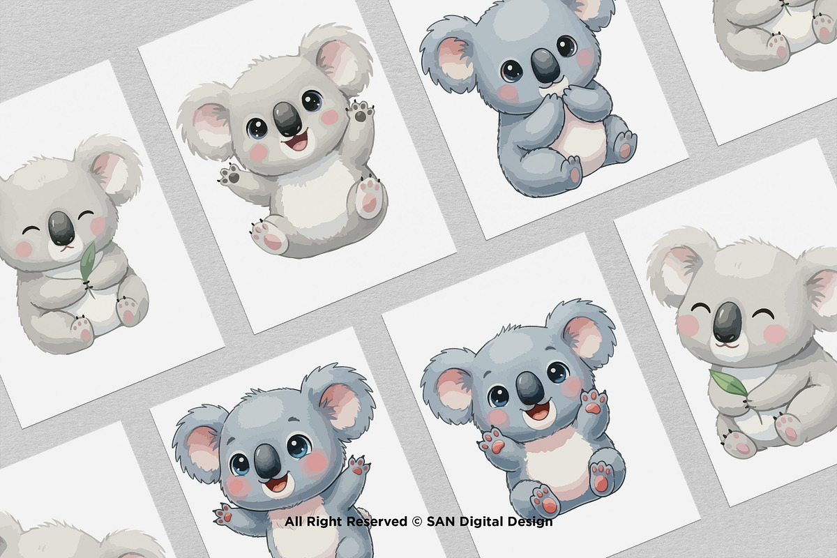15 Bundle Watercolor Cute Koala Kids, an Animal Illustration by Morspective (Photo 3 of 8)