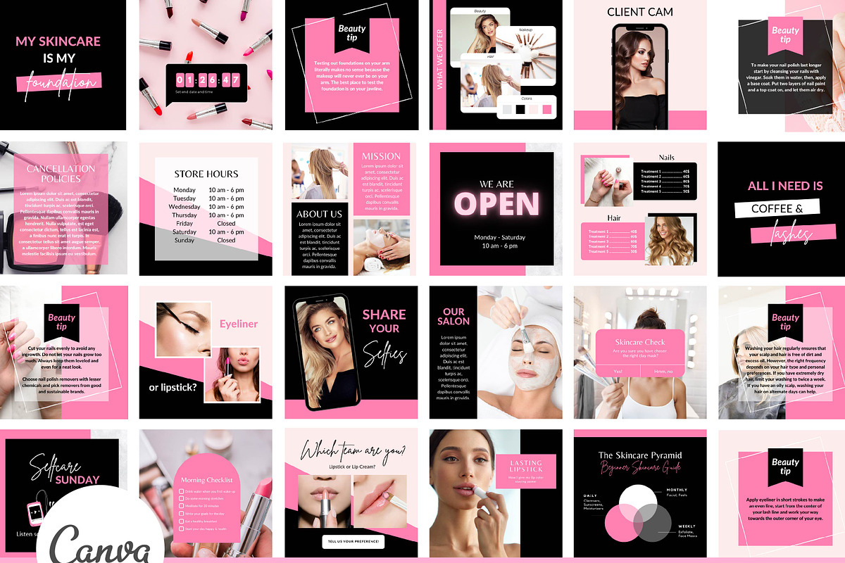 50 Beauty posts - Canva, a Social Media Template by SilverMintDesign (Photo 1 of 5)
