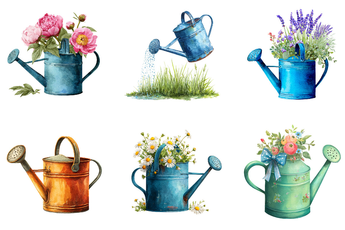 Watercolor Watering Can Clipart, an Illustration by Designking (Photo 5 of 5)