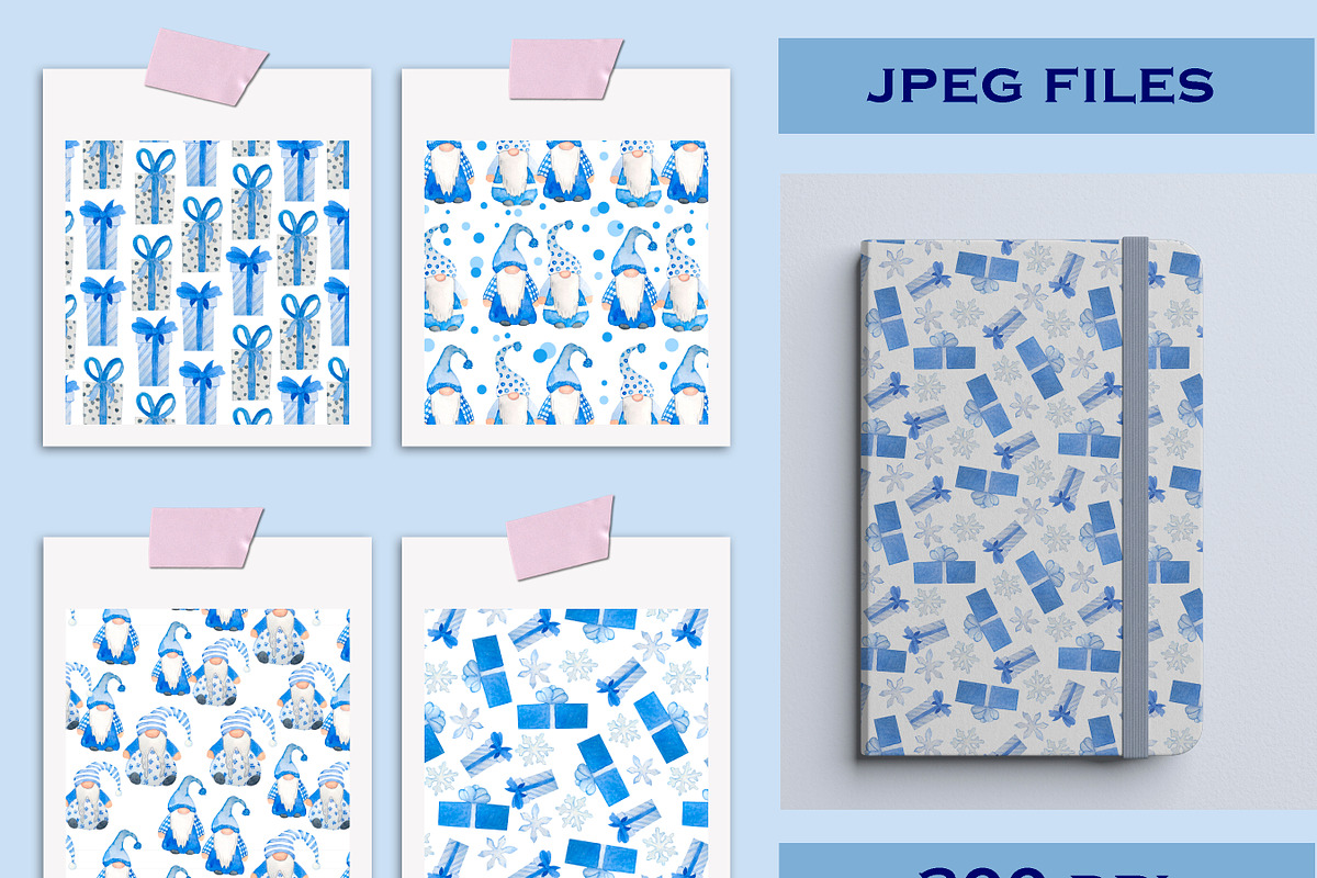 Blue Gnome Christmas Collection, a Pattern Graphic by Lagmar Design (Photo 5 of 11)