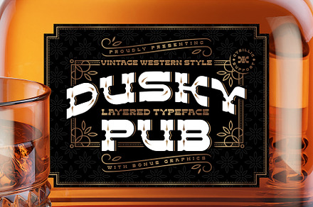 Dusky Pub - Font, Mockup, Label!, a Slab Serif Font by Gleb Guralnyk