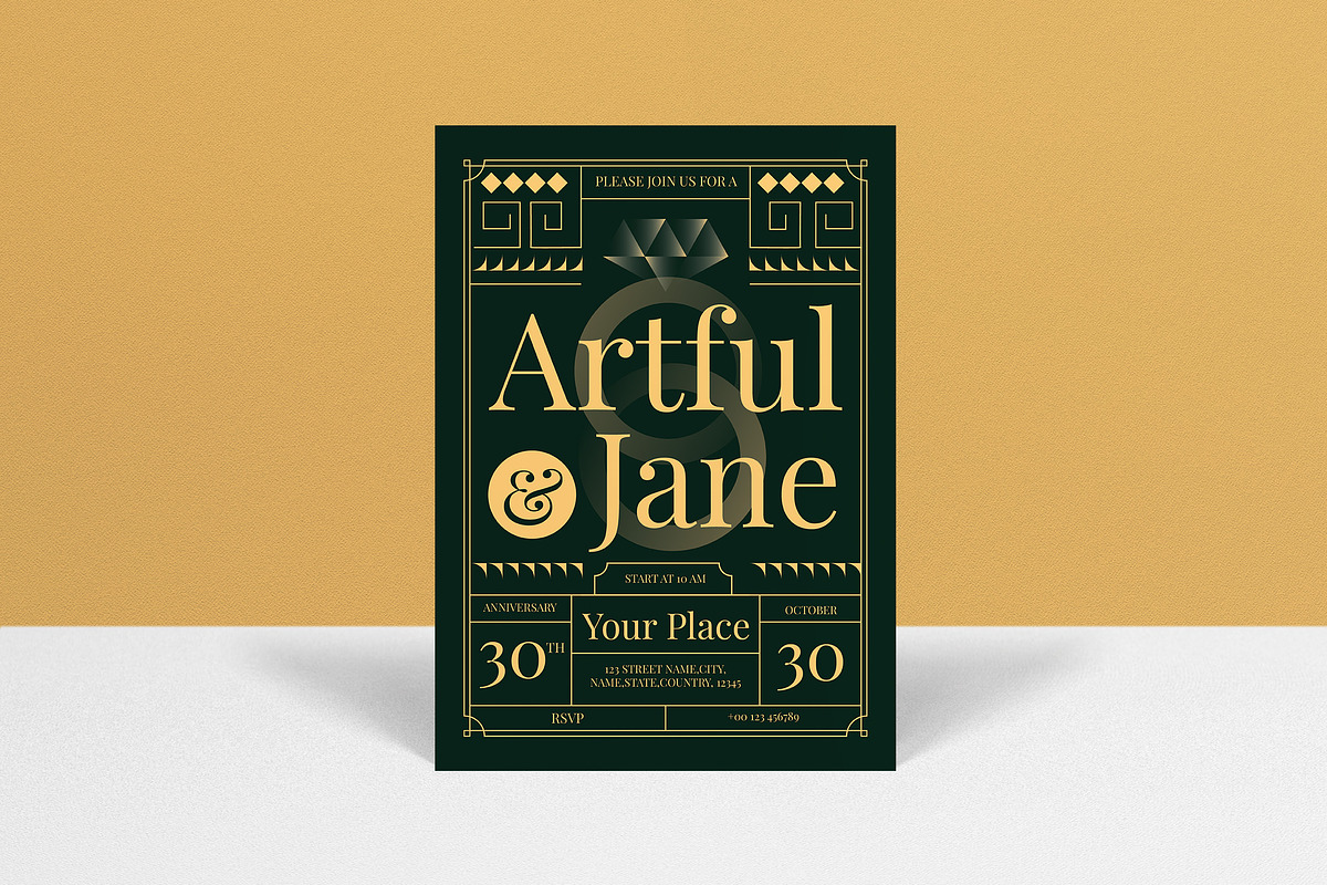 Green Anniversary Invitation, a Card Template by graphicook (Photo 1 of 3)
