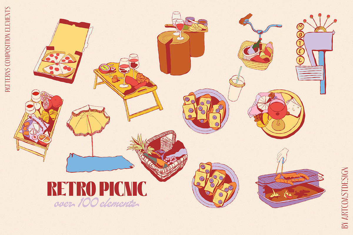 Retro Picnic & Affirmations Posters, a Food Illustration by nadispasibenko (Photo 10 of 14)