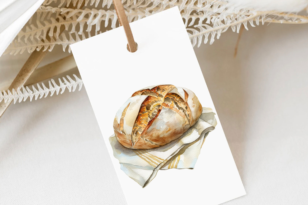 Watercolor Sourdough Bread Clipart, a Food Illustration by SvetaArtStore (Photo 2 of 6)