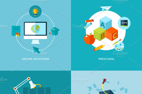 Flat School and Education Icons Set preview 5