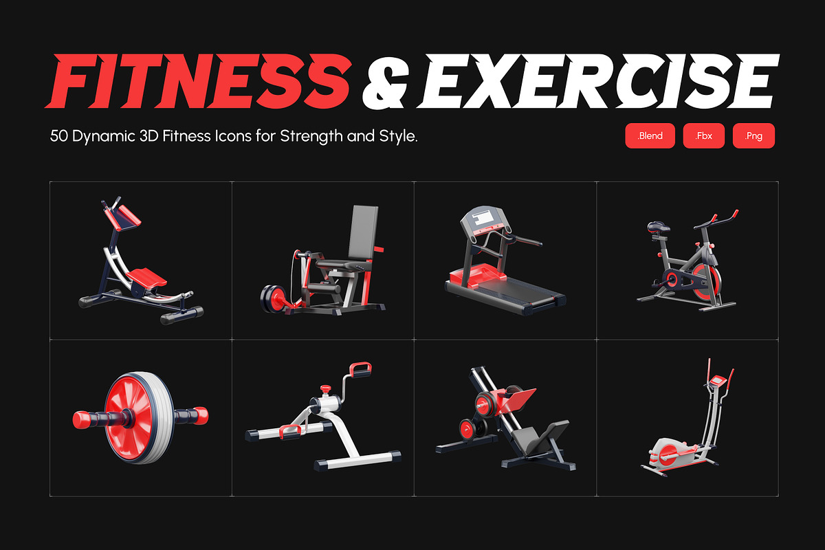 3D Fitness and Exercise Icons, a Duotone Icon by Vectors Market (Photo 1 of 7)