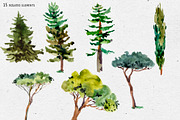 Watercolor Tree Clipart, an Illustration by Belusuab (Thumbnail 3 of 10)