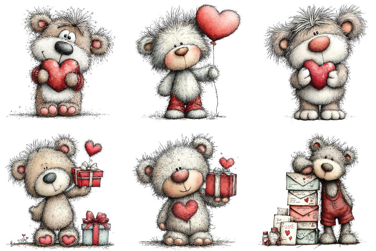 Whimsical Valentine Teddy Bear PNG, an Illustration by CraftArtStudio (Photo 6 of 6)