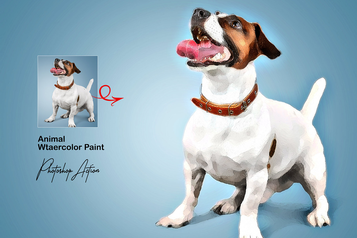 Animal Watercolor Paint Photo Effect, an Action Add-On by Photoshop Action (Photo 1 of 9)