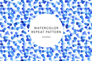 Watercolor Repeat Pattern — Acorns