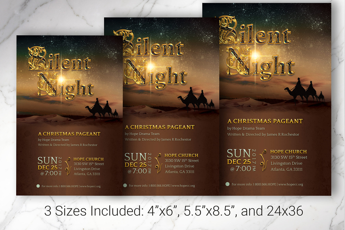 Silent Night Christmas Flyer PSD, a Flyer Template by Godserv Designs (Photo 2 of 9)