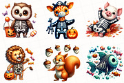 Halloween Skeleton Animals Clipart, an Illustration by OK Design (Thumbnail 3 of 5)