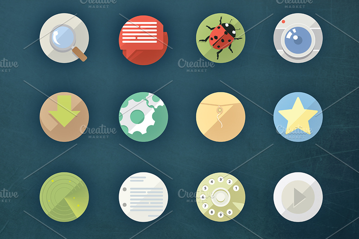24 + 12 Rounded Flat Icons Pack preview 4