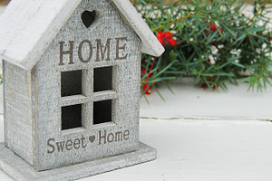 House with sign home sweet home featuring christmas, christmas decoration