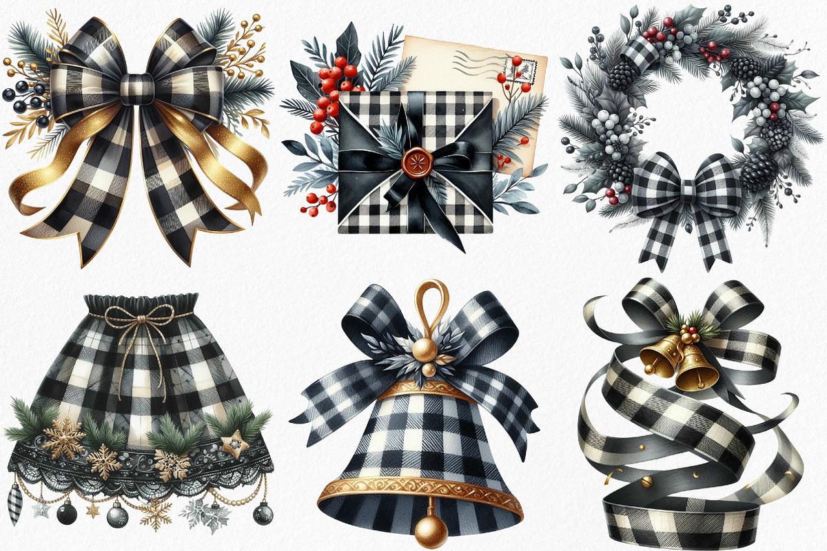 Watercolor Luxury Christmas Clipart, an Illustration by Canvas Craft (Photo 3 of 8)