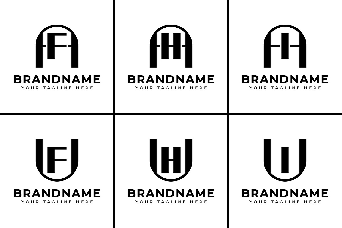 Letters AF AH AI UF UH UI Logo, a Branding & Logo Template by Pray Art Design Studio