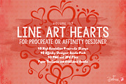 Line Art Hearts Procreate/Affinity, a Brush Add-On by DeloresArt (Thumbnail 1 of 14)