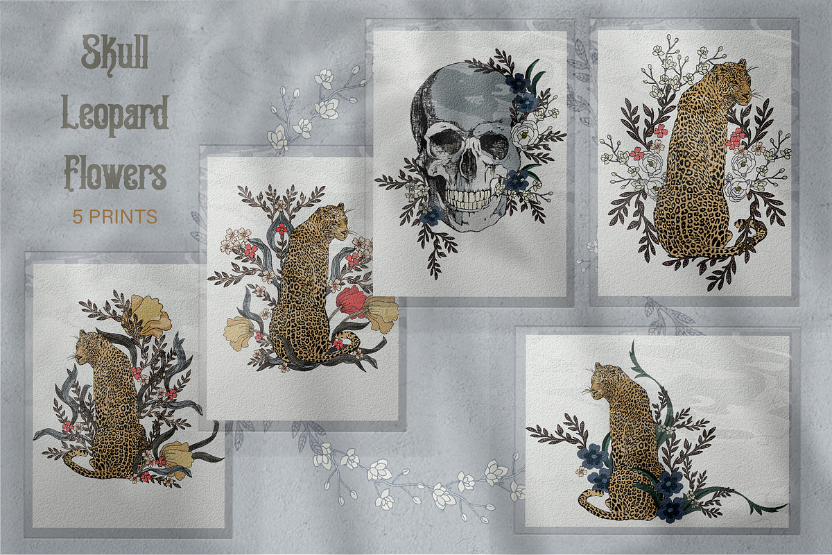 Skull Leopard Flowers, a Texture Illustration by LanaDzi (Photo 13 of 13)