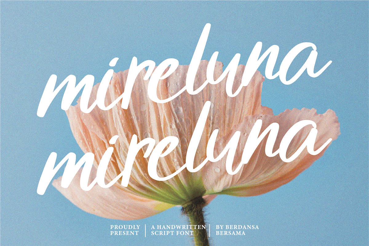 Mireluna Script Font, a Script Font by Berdansabersama (Photo 1 of 8)