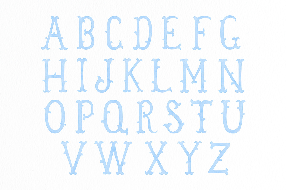 Watercolor Vintage Blue Alphabet, a Decorative Illustration by SvetaArtStore (Photo 3 of 6)