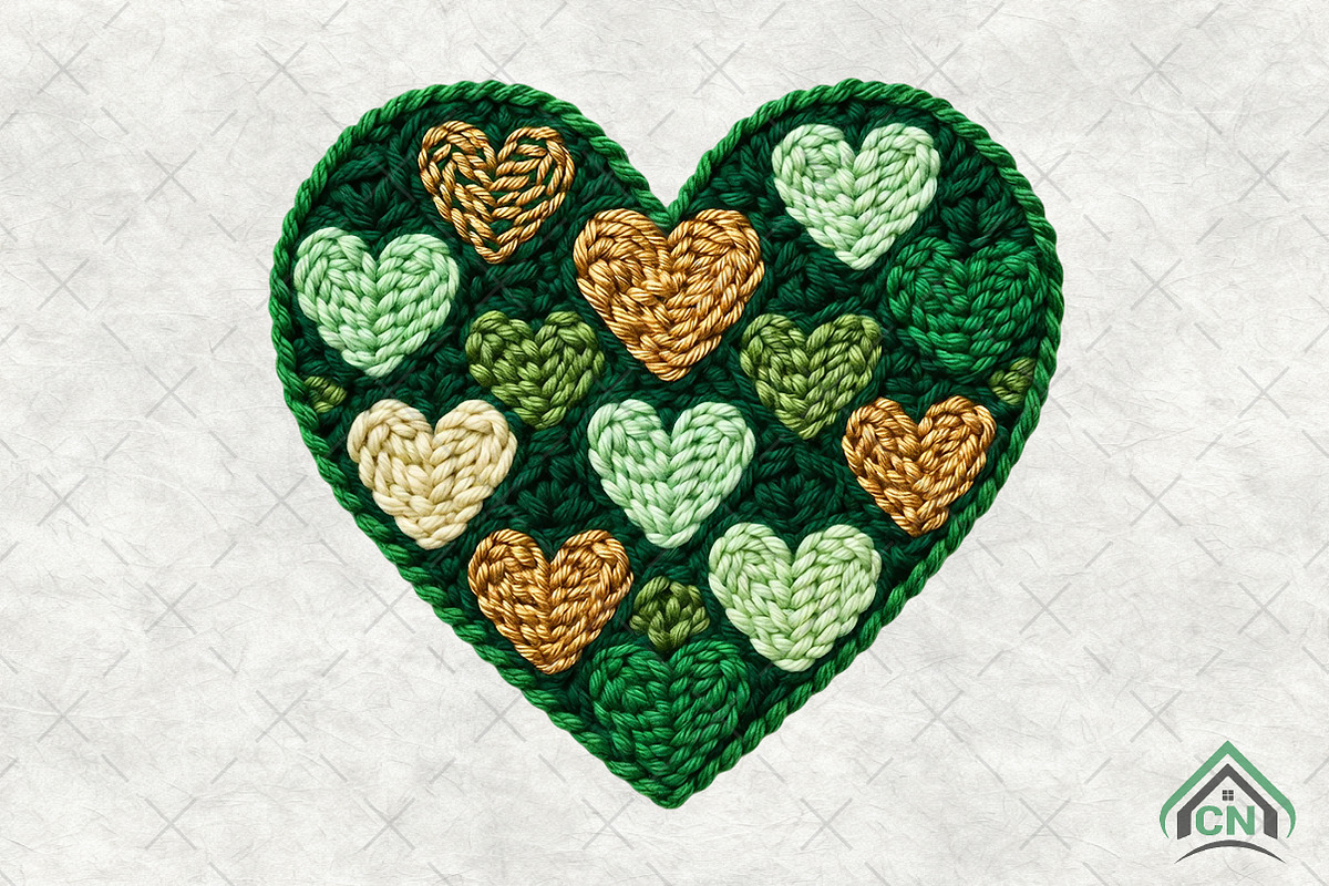 St Patrick Crochet Heart PNG, an Illustration by Craft Nest (Photo 1 of 4)