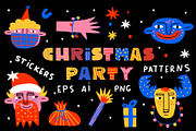 80s Christmas vibrant crazy stickers, an Illustration by okchizh (Thumbnail 1 of 7)