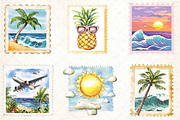 Summer Postage Stamp Clipart, an Illustration by DreamCafeArt (Thumbnail 2 of 5)