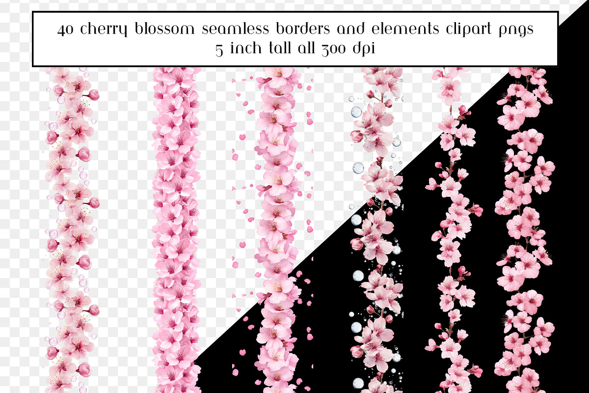 Cherry Blossom Seamless Borders, an Object Graphic by AllTheKewtClipart (Photo 8 of 10)