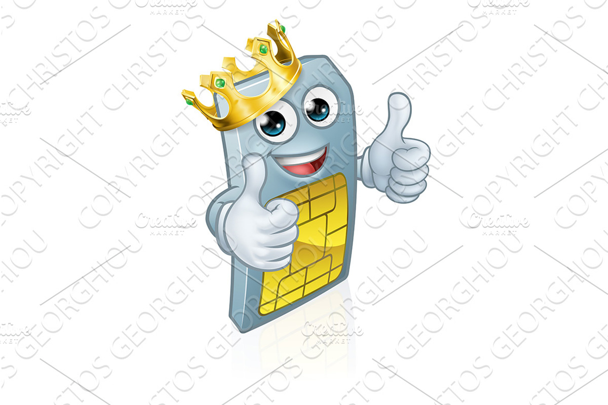 King Mobile Phone Sim Card Cartoon, a Technology Illustration by Christos Georghiou