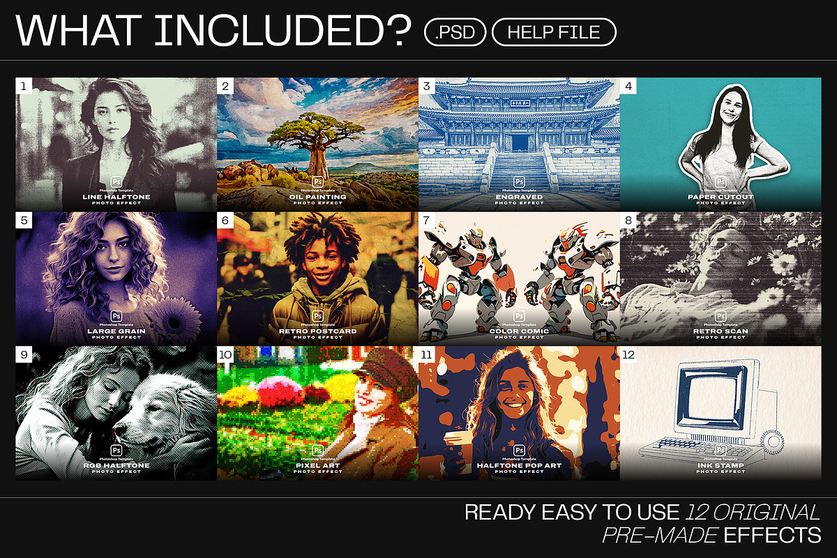 12 Photo Effect Templates, a Layer Style Add-On by iDoodle Studio ...