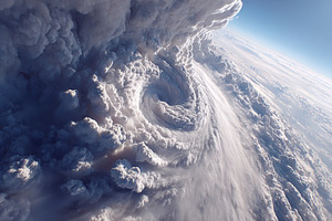 Majestic swirling cloud formation from above in a clear blue sky, a Nature Photo by AlyaAnd