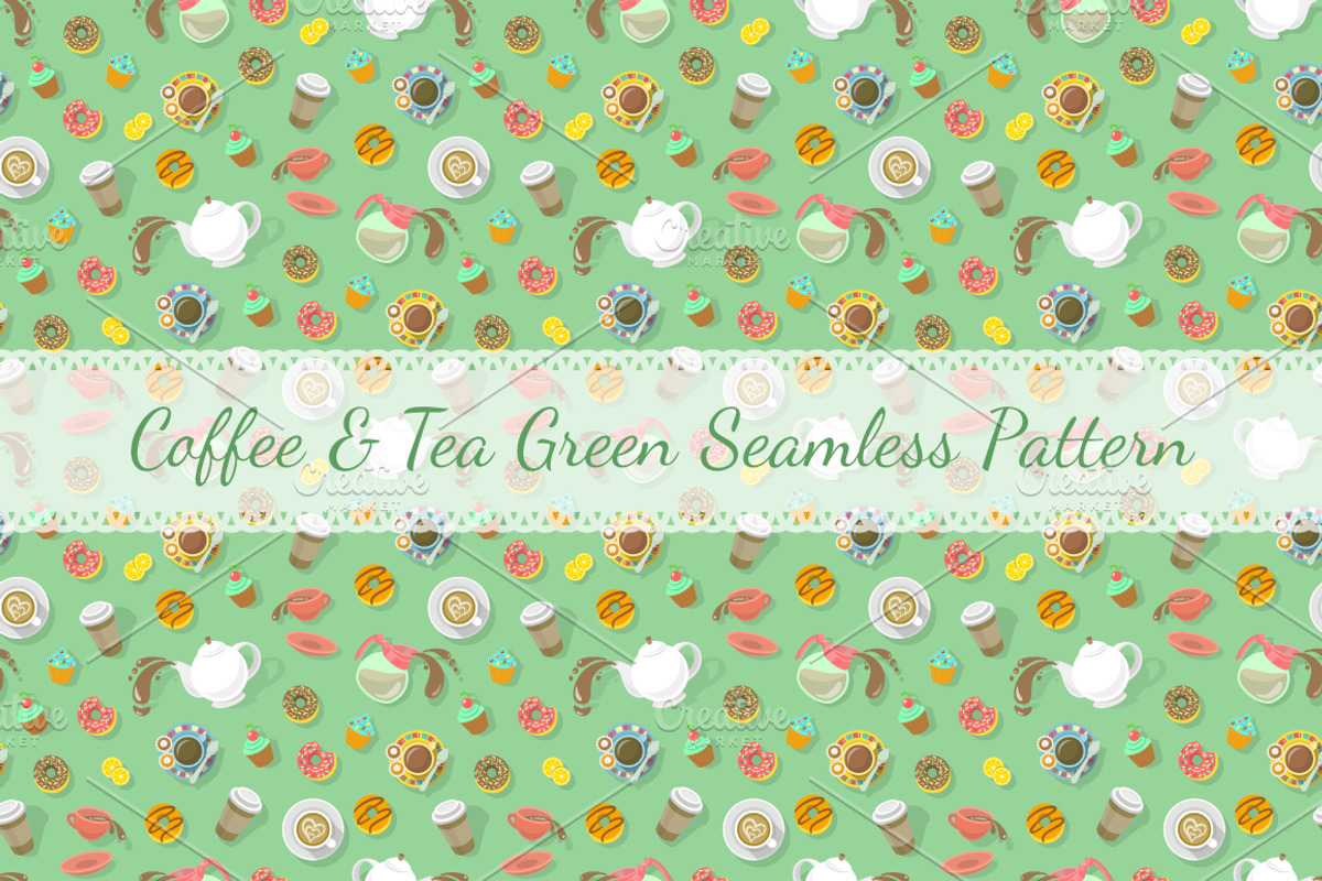 Coffee and Tea Icons and Patterns, a Food Illustration by Vectorikart (Photo 2 of 3)