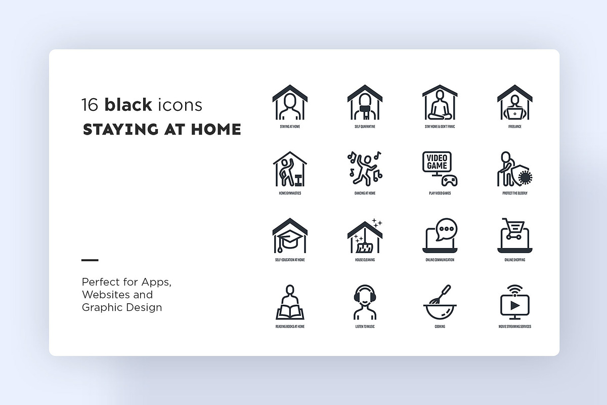 Staying At Home | 32 Icons Set, a Solid Icon by Marina Silence (Photo 3 of 18)