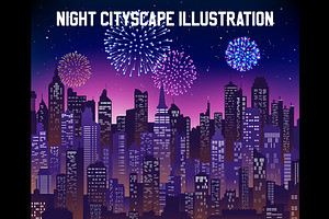 Vector Night Cityscape Background