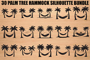 Palm Tree Hammock Silhouette Bundle, an Object Graphic by jahid234 (Thumbnail 1 of 30)