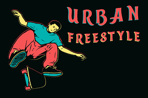 Skater Urban Freestyle Illustration