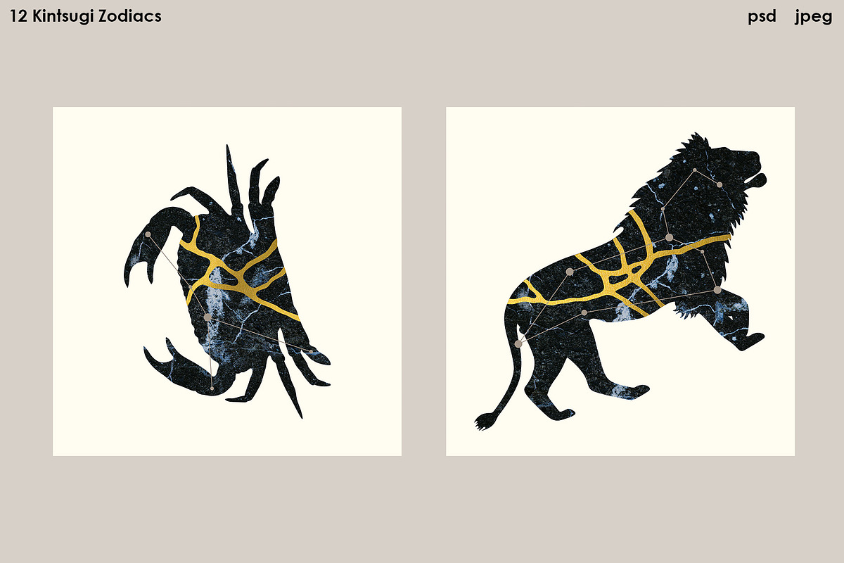 Kintsugi Zodiacs Vol.2 - PSD, JPEG, an Object Illustration by Kessens (Photo 7 of 9)