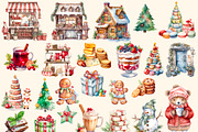 Christmas fair watercolor clipart, a Decorative Illustration by Hello My Print (Thumbnail 8 of 10)