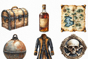 Watercolor Piratecore Clipart Bundle, an Illustration by Craft Nest (Thumbnail 4 of 6)