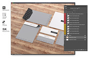 Mockup Stationery Kit on Wood and Ma, a Product Mockup by LESZ Design (Thumbnail 4 of 6)