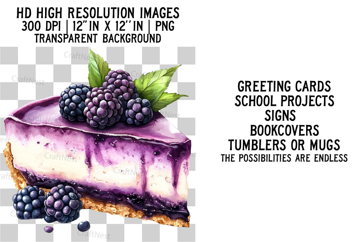 Cheesecake Watercolor Clipart, an Illustration by Craft Nest (Photo 2 of 6)
